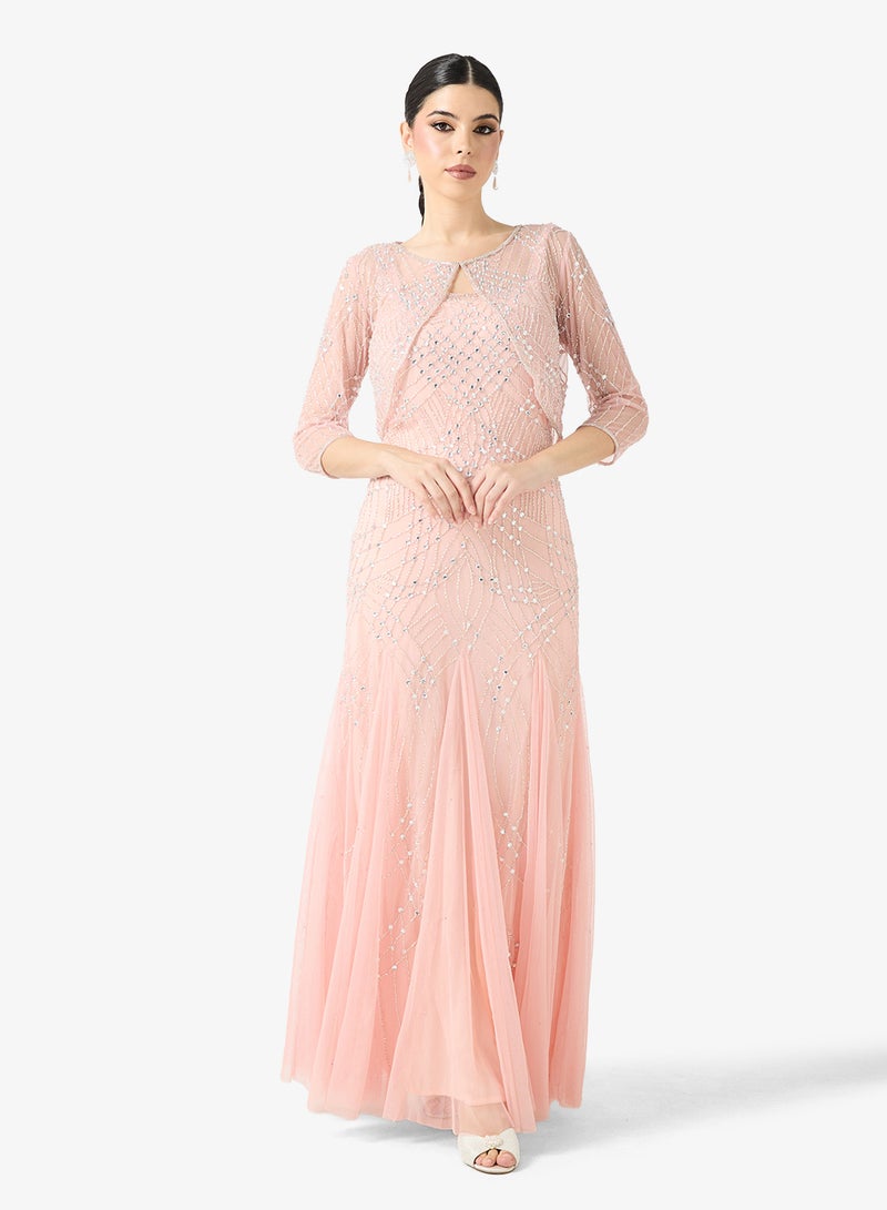 نمشي x فستان سهرة مزين مع بوليرو - Image 5